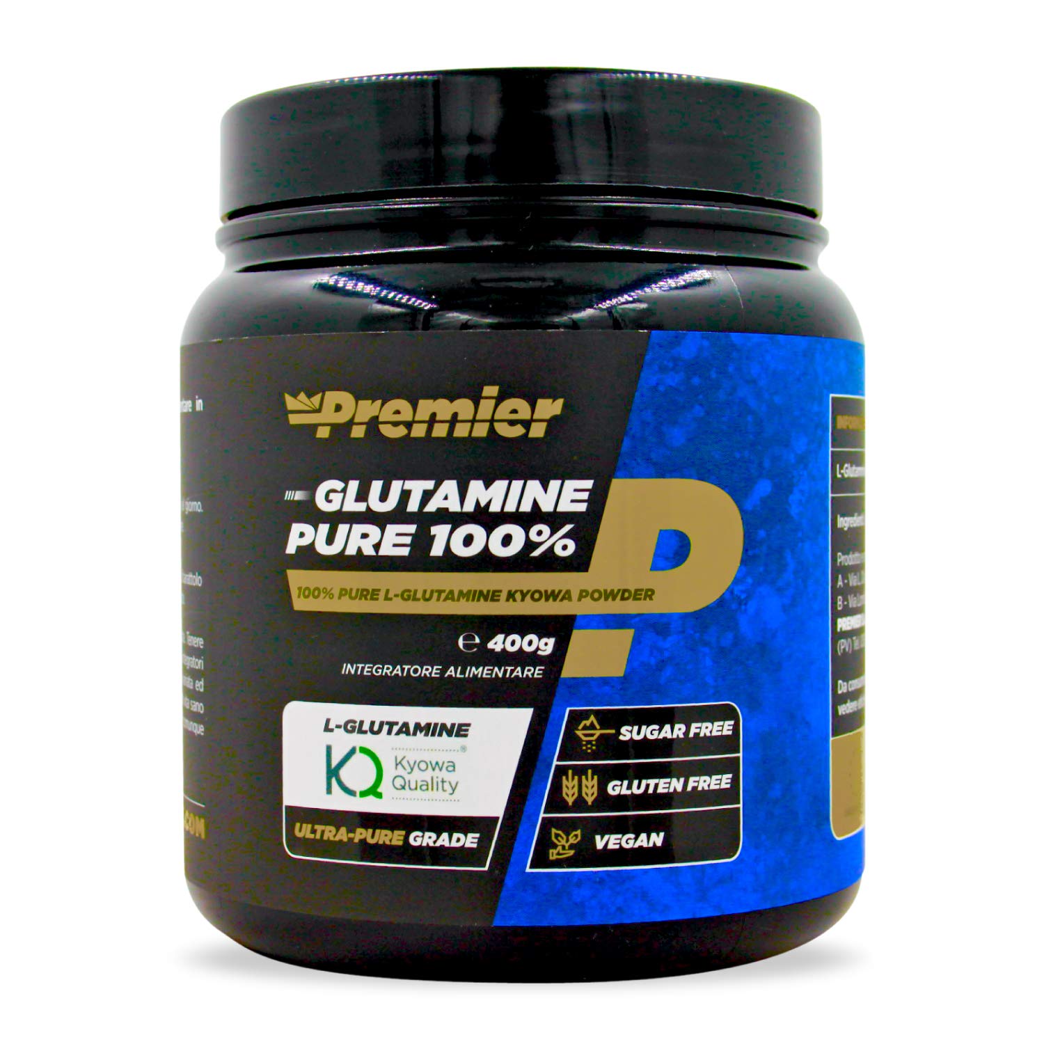Premier Integratori Glutamine Pure 100% | L-Glutammina (KYOWA®) in polvere - qualità top pura al 100% (400gr)