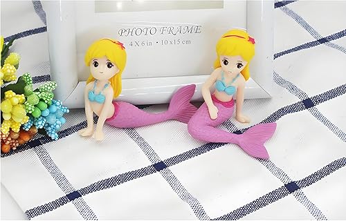 Miniatura 8 de 2 piezas de figura de sirena rosa para acuario, decoración de pecera de plástico, mini accesorio de micro paisaje para terrarios y jardines de hadas