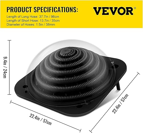 Miniatura 7 de VEVOR, Natación interiorsobre el suelo, una unidad de agua, al aire libre, calienta piscinas de hasta 2641 galones, cúpula alimentada por energía