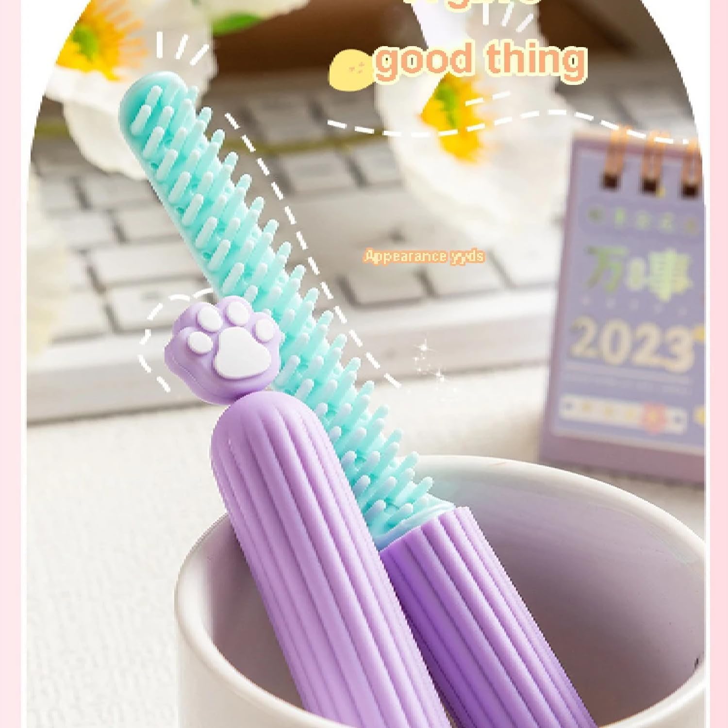 G.FIDEL Lovely Decorative Cartoon Hair Comb With Cover Easy To Carry For Travelling, Multicolour 1 Pcs 2