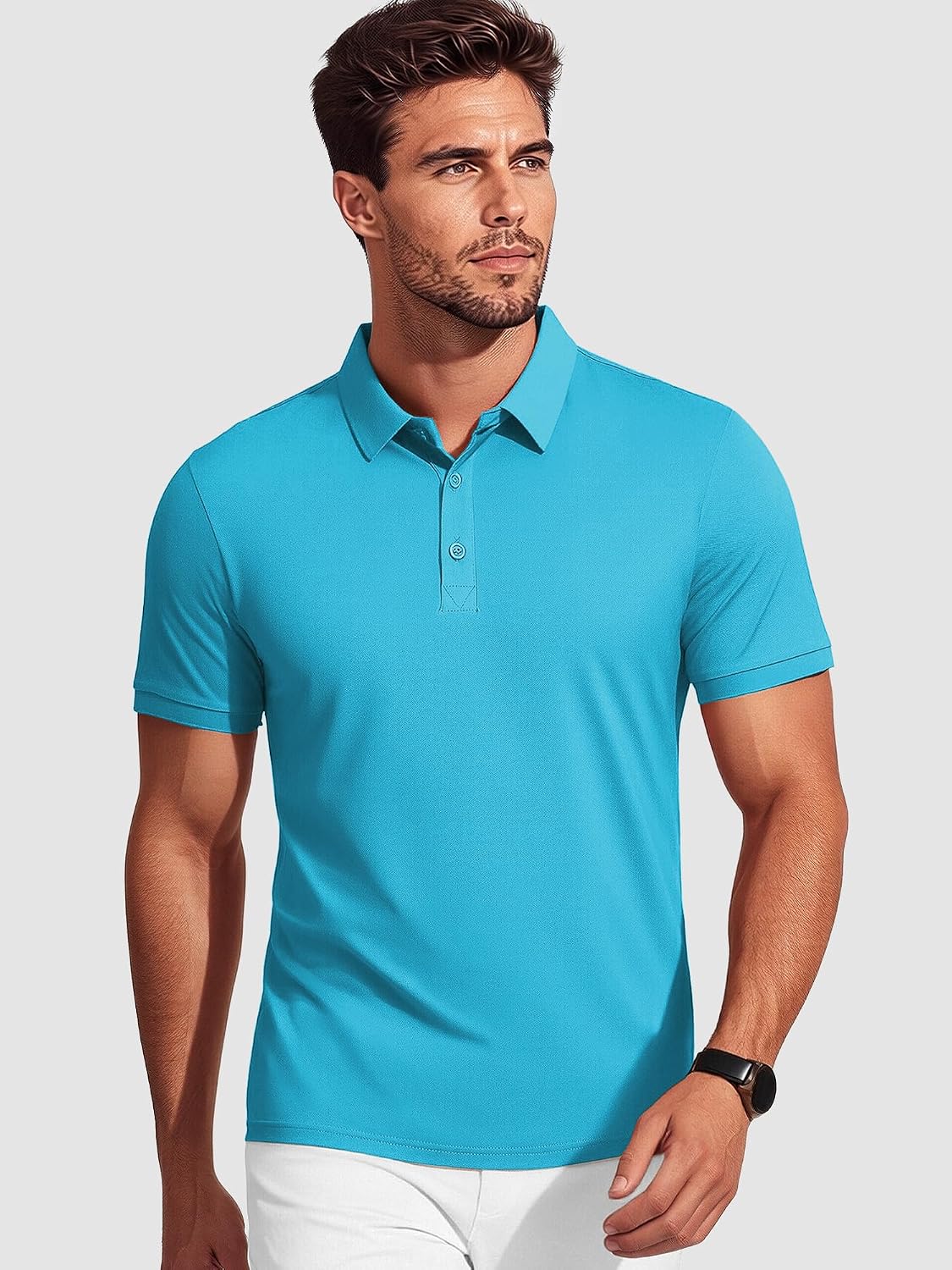 NELEUS Men's Polo Shirt Quick Dry Performance Short Sleeve Tactical Shirts Pique Jersey Golf Shirt,8688,Light Blue+Light Green+Pink,M