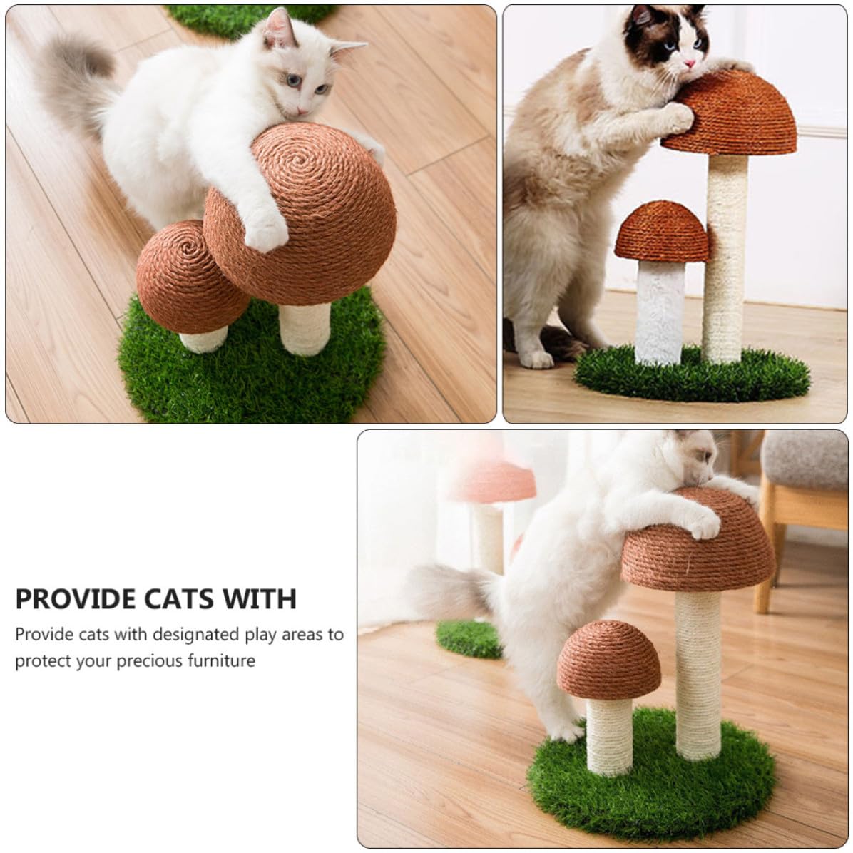 Cabilock Griffoir pour Chat en Sisal, Champignon, Protège Meubles
