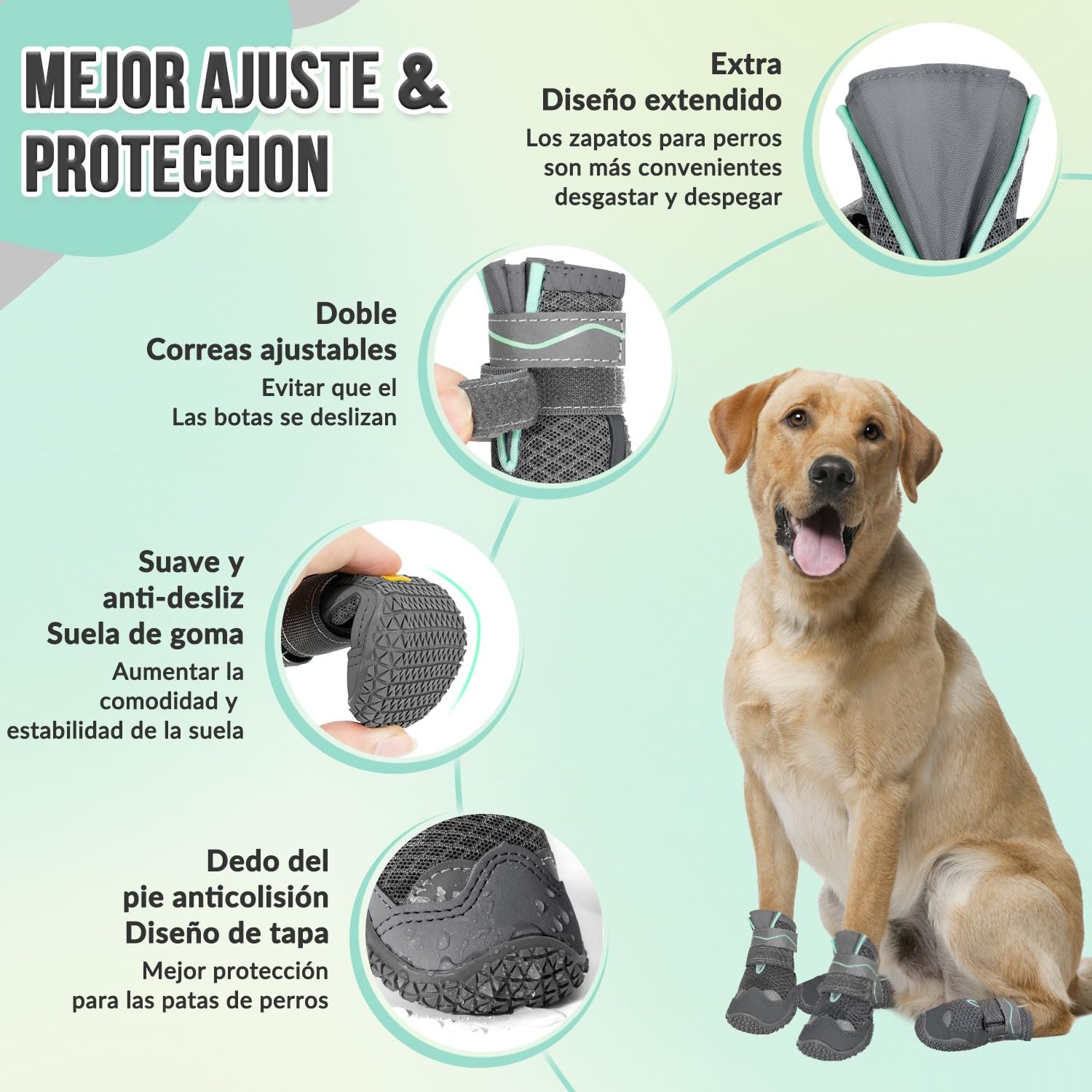 SlowTon Protección de Las Patas de los Zapatos de Perro, Zapatos de Perro Antideslizantes e Impermeables, Suela de Goma Reflectante, Botas de Perro de Nieve de Invierno para Mascotas