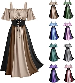 Renaissance Dress Medieval Renaissance Costume Women Lace Detail Cold Shoulder Halloween Cosplay Maxi Corset Dresses