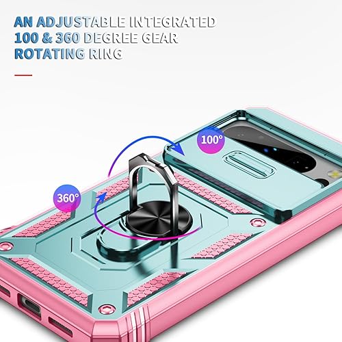 Miniatura 7 de Ysnzaq Funda bicolor para Google Pixel 8 Pro de 6.7 pulgadas, grado militar, a prueba de golpes, con función atril para Google Pixel 8 Pro MQ, verde