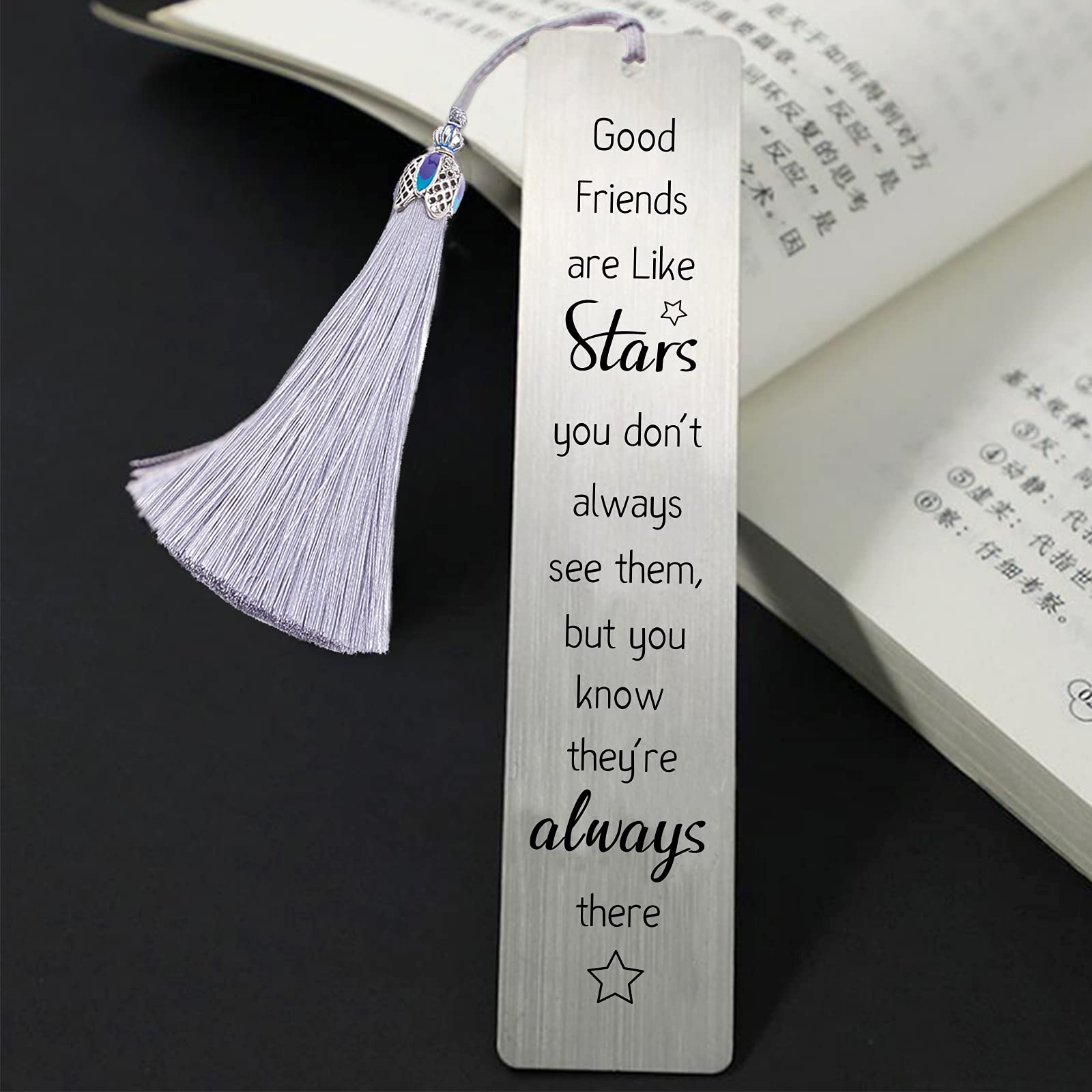 FINGERINSPIRE Marcapáginas De Acero Inoxidable Con Borla Y Caja De Regalo, Marcapáginas De Metal Duradero E Impermeable Para Amantes De Los Libros, Escritores Y Amigos - Forever Growing