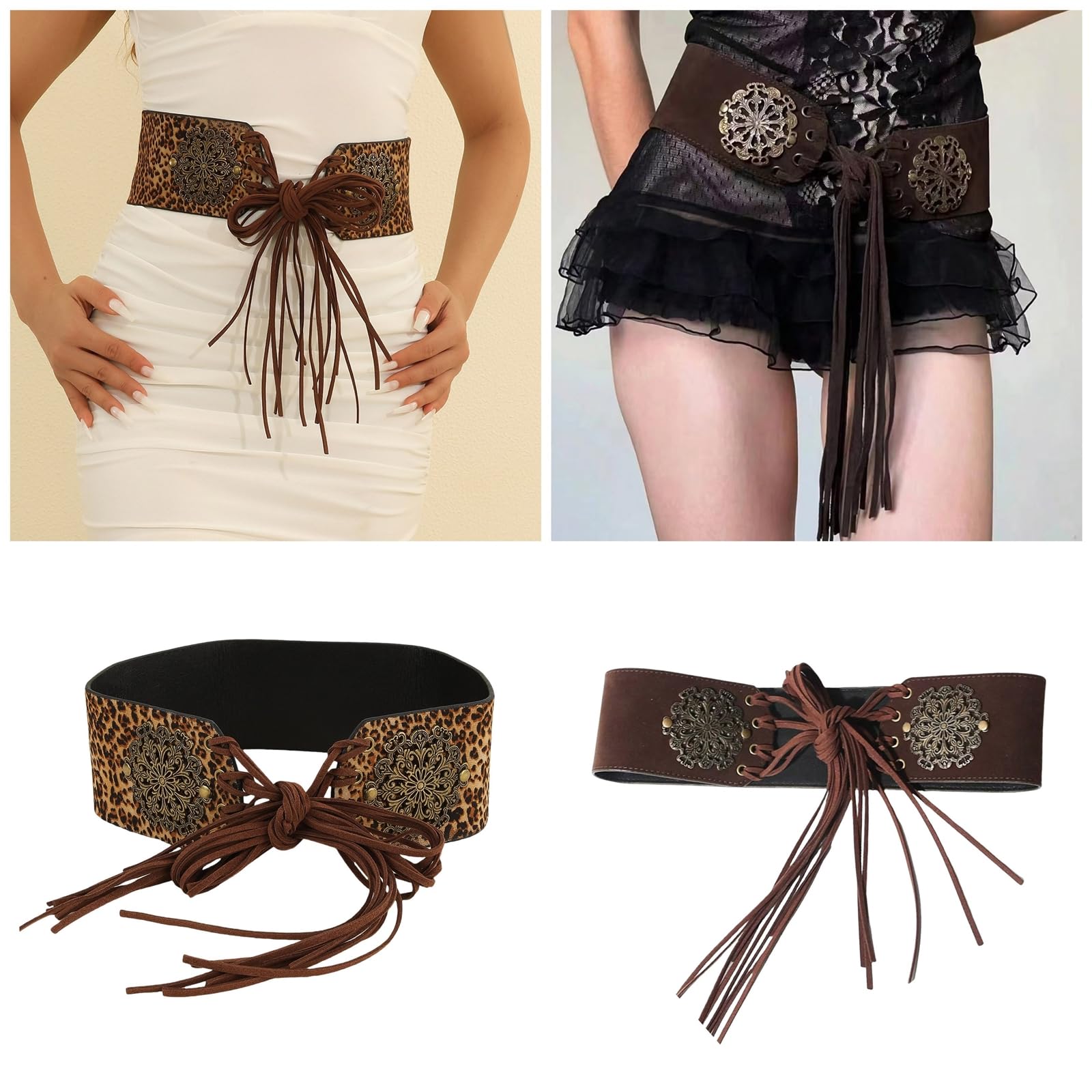 Boho Embroidered Wide Waist Tie Belt w/ Tassels | Geometric Folk Artisan | 25” Boho Braided Belts - Etsy main image 3