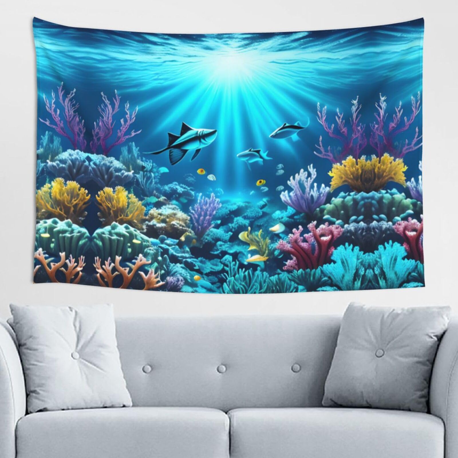 ZZYYDS Submarine Coral Rays Wall Decor Tapestry 60x40in, Wall Hanging, Home Decor, Dorm Decor, Porch Tapestry, etc.
