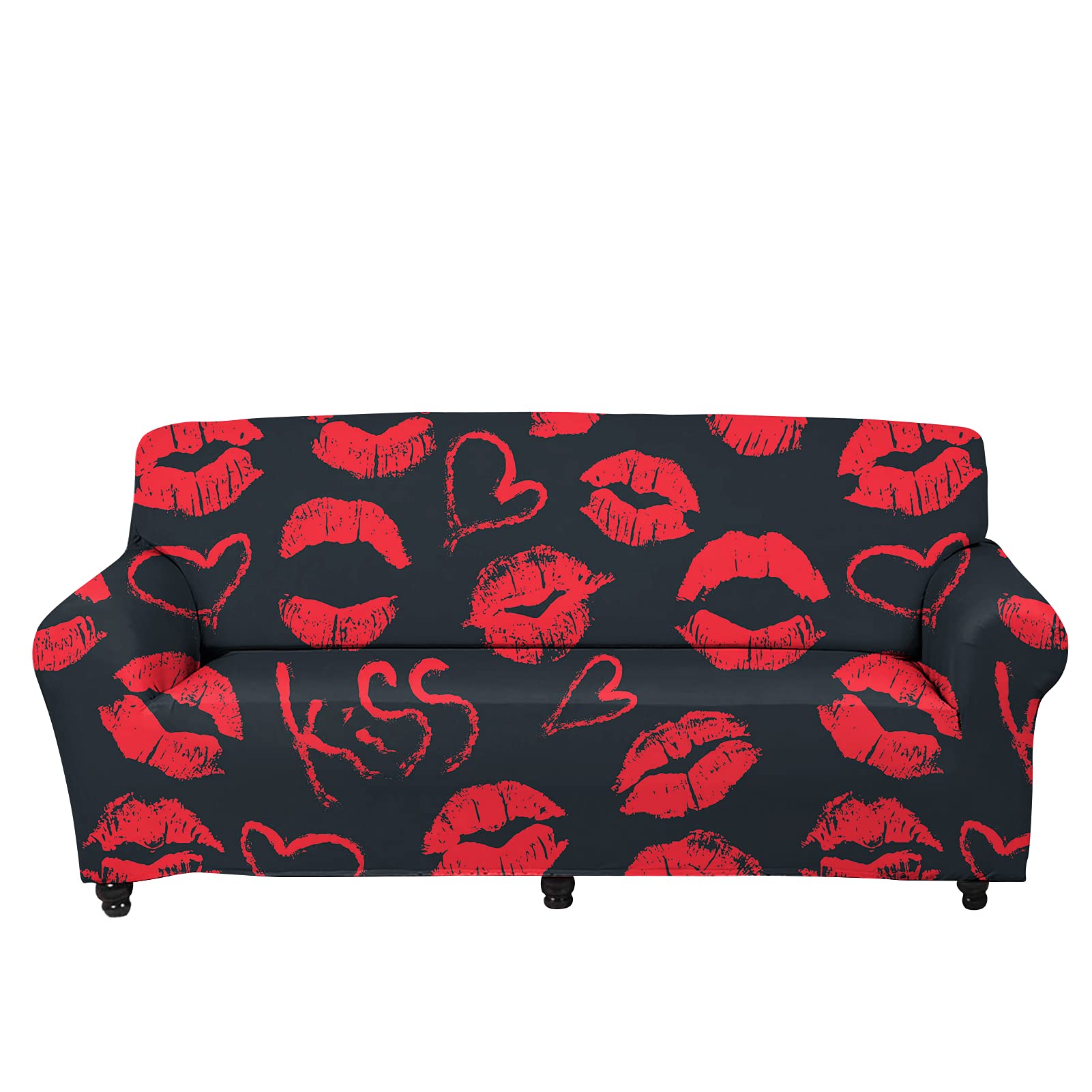 BelidomeRed Lip Kiss Sofa Loveseat Couch Slipcovers for Living Room Women Bedroom Decor