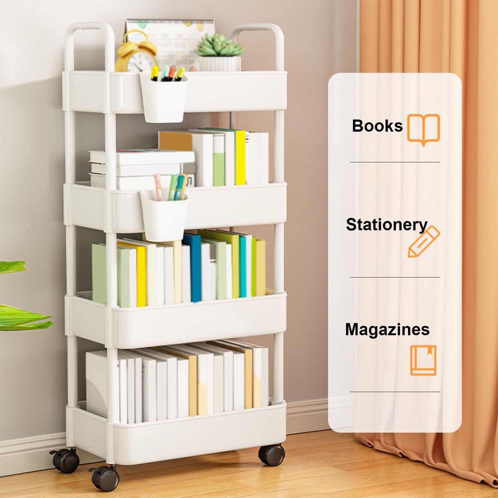 Carrello multifunzione con ruote a 3 ripiani, per cucina, soggiorno, ufficio, colore nero, facile da spostare, elegante e versatile