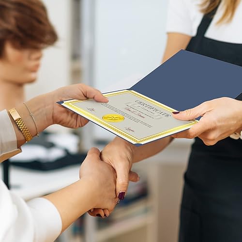 Miniatura 5 de El kit de certificado de 150 piezas incluye 50 soportes para certificados, cubiertas de diploma, 50 piezas de papel de certificado con borde de