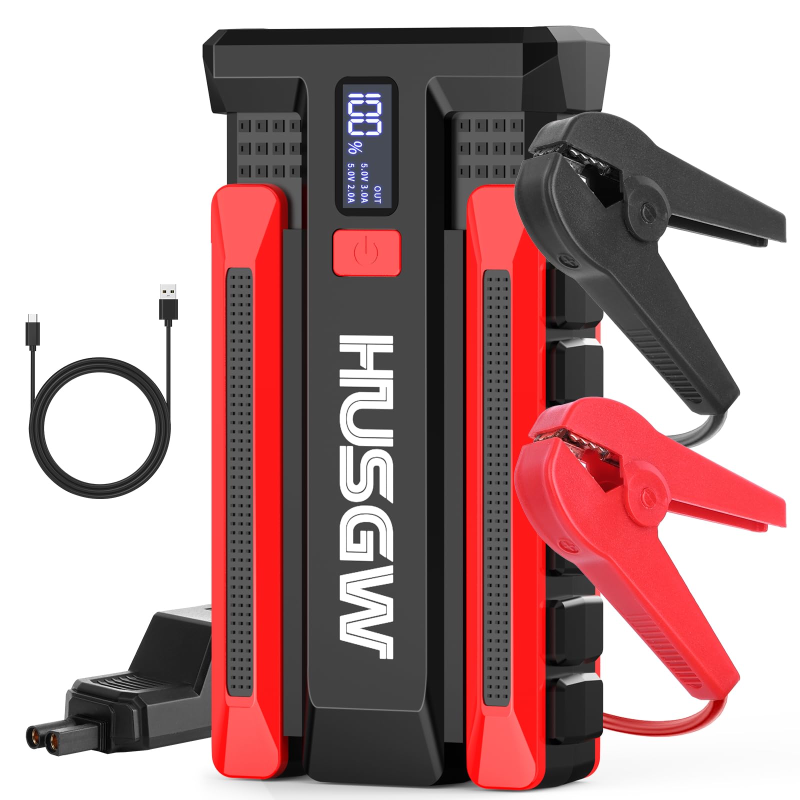 Booster Avviamento Auto, Avviatore di Emergenza Portatile per Batteria da 2000A 13800mAh, Starter Batteria Auto Per Motori a Benzina Fino a 7L o Diesel Fino a 5,5L,Orcia a LED