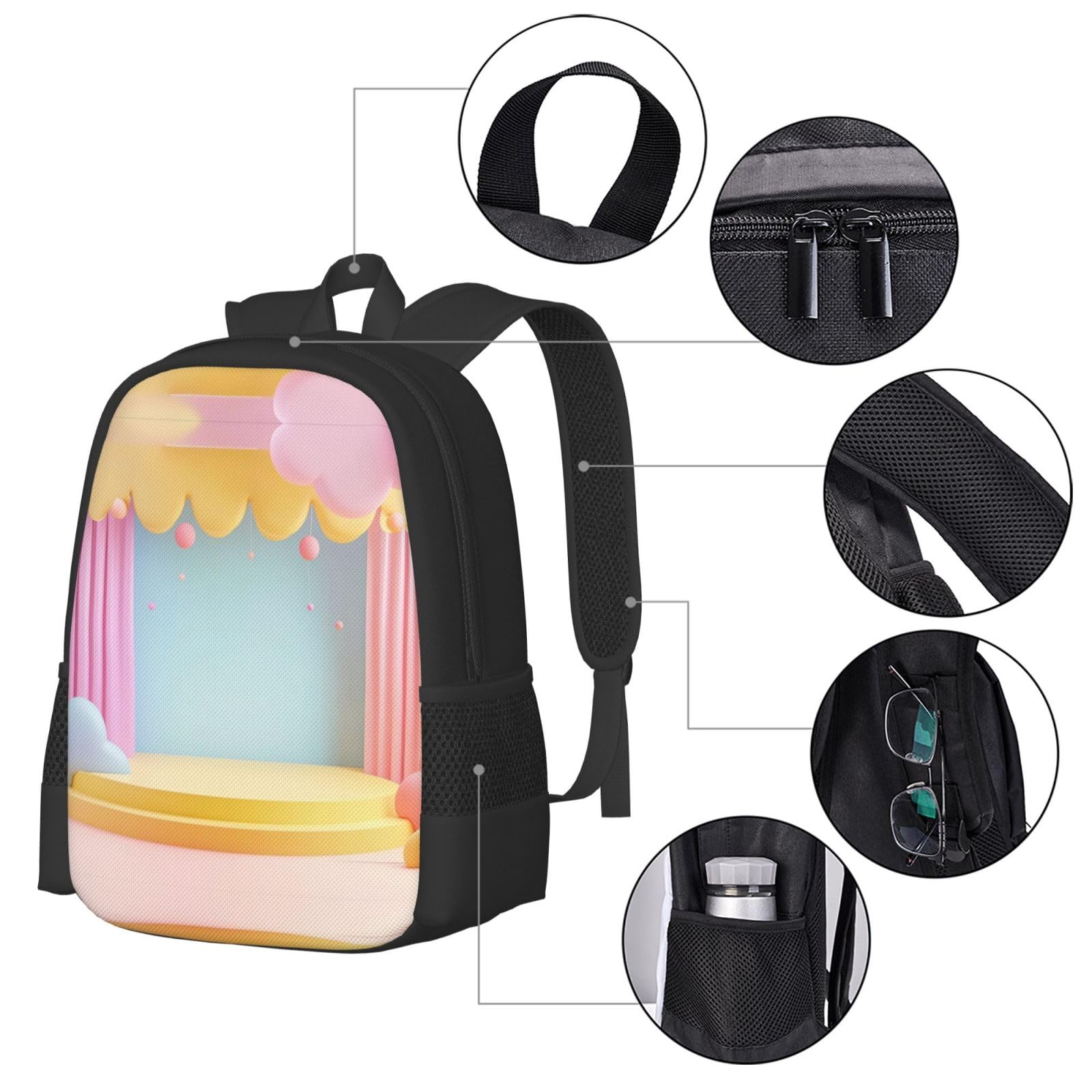 IguanaDelight plecak unisex 15,6 cala laptop czarny Oxford plecak