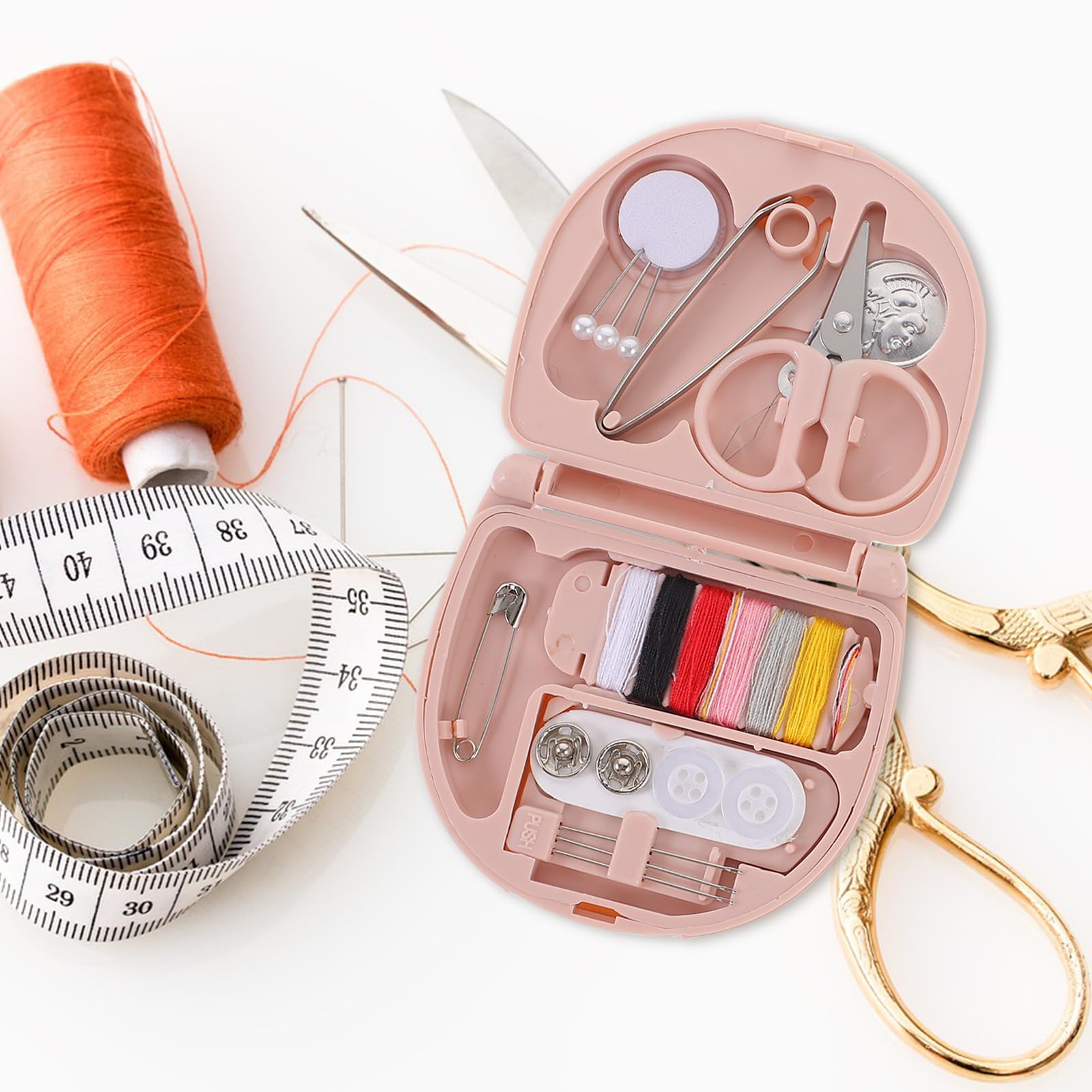 Kit de Costura Portátil para Adultos, 8 Piezas, Práctico | Plástico Resistente al Desgaste, Formato Mini Hogar, Herramientas Compactas para Bordado y Reparación