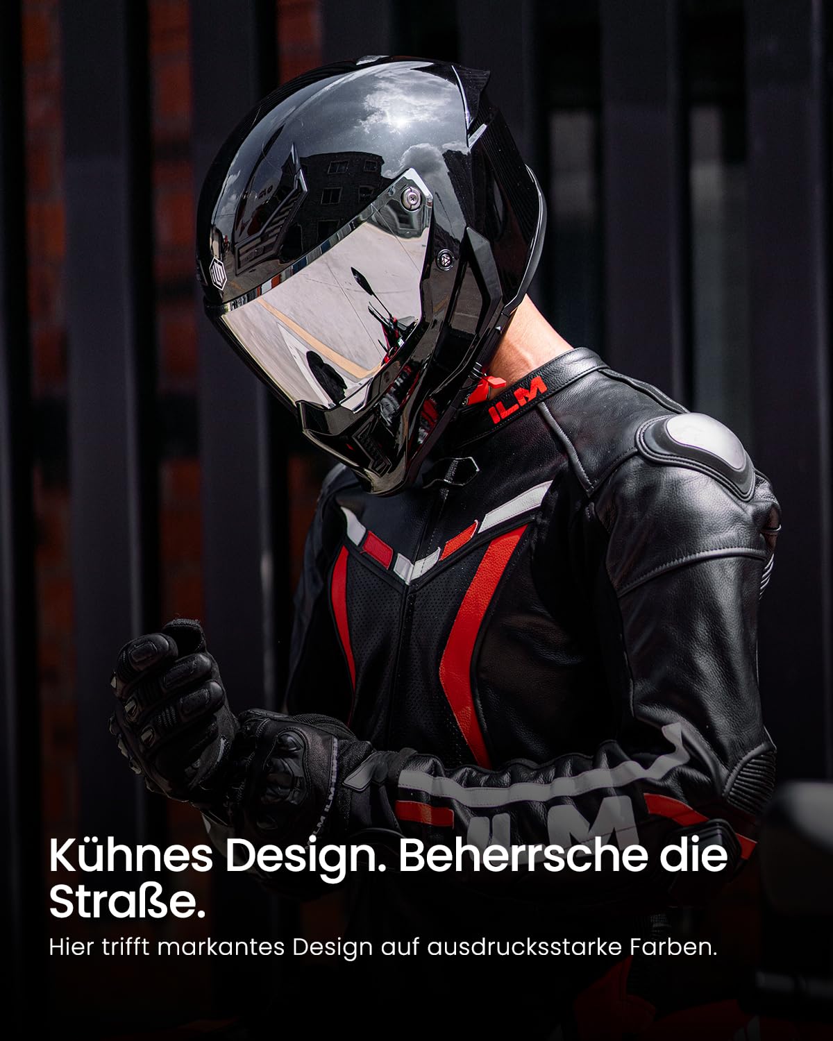 ILM Motorradhelm Integralhelm Herren Damen für Erwachsene Full Face DOT ECE Dual Visor Street Racing Helm mit Pinlock Modell MF509