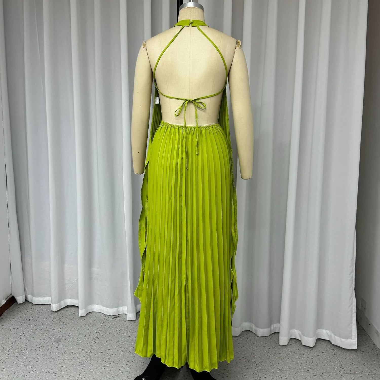 パイピングハイネック花柄ラメレースワンピースドレス結婚式パーティー