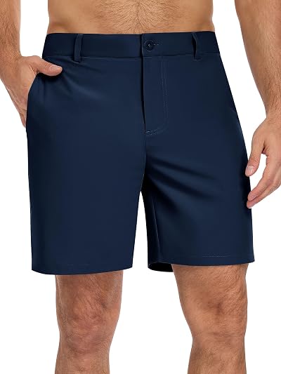 Men's Lightweight Quick Dry 7 Inch Golf Shorts Casual Flat Front Shorts with 4 Pockets
