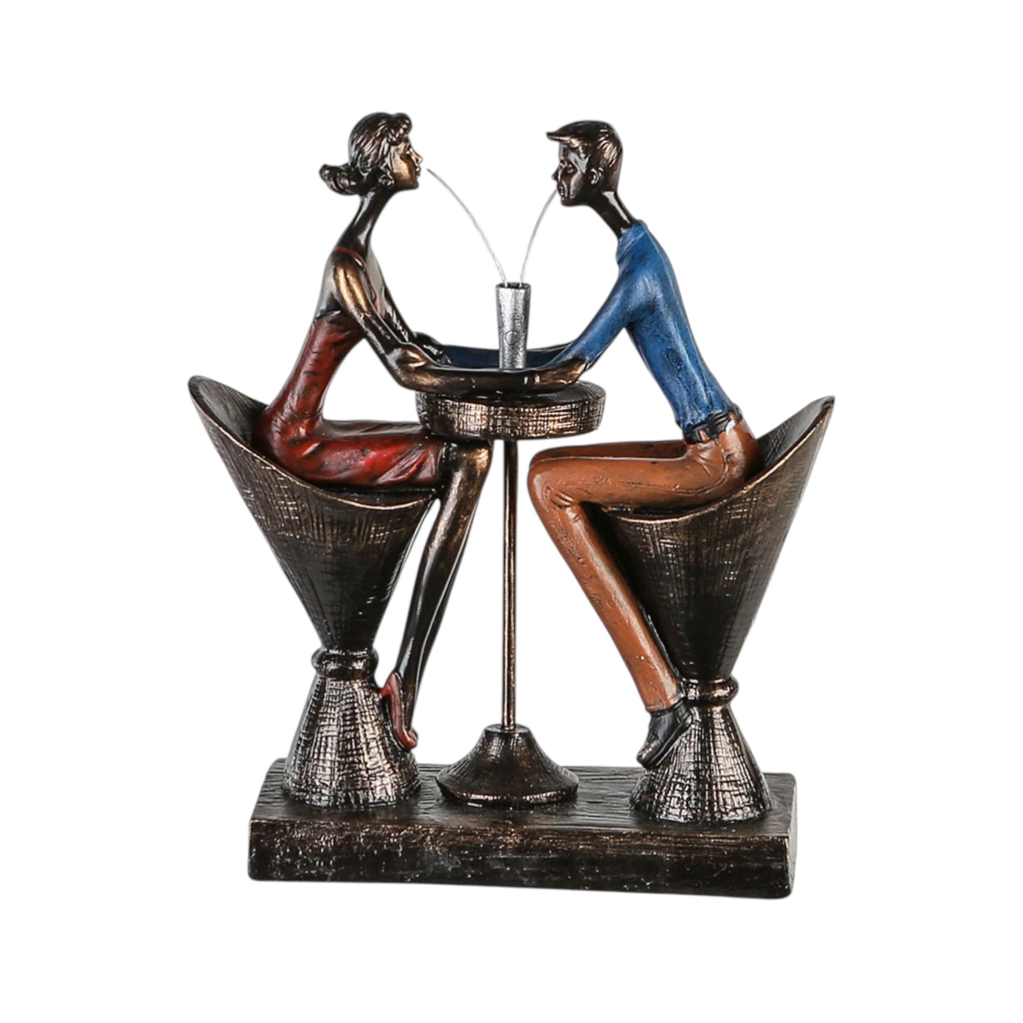 Casablanca Skulptur Table for Two, Deko Figur Bronze, Kunstharz Statue Wohnzimmer, Büro Dekoration H. 25 cm x B. 21 cm - Moderne Paarfigur Couple, Liebe Hochzeit