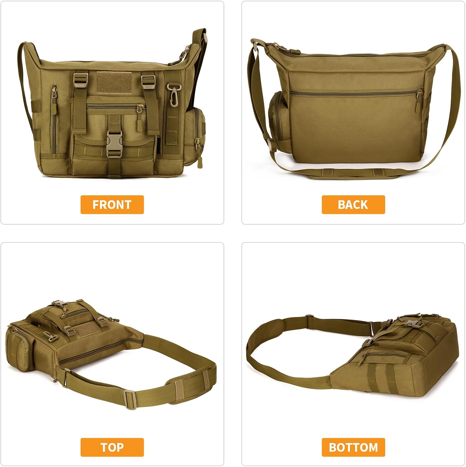 HUNTVP Messenger Bag Tactical Messenger Bag Men Canvas Shoulder Crossbody Military Laptop Bag for Work Outdoor Camping Hiking - Image 3