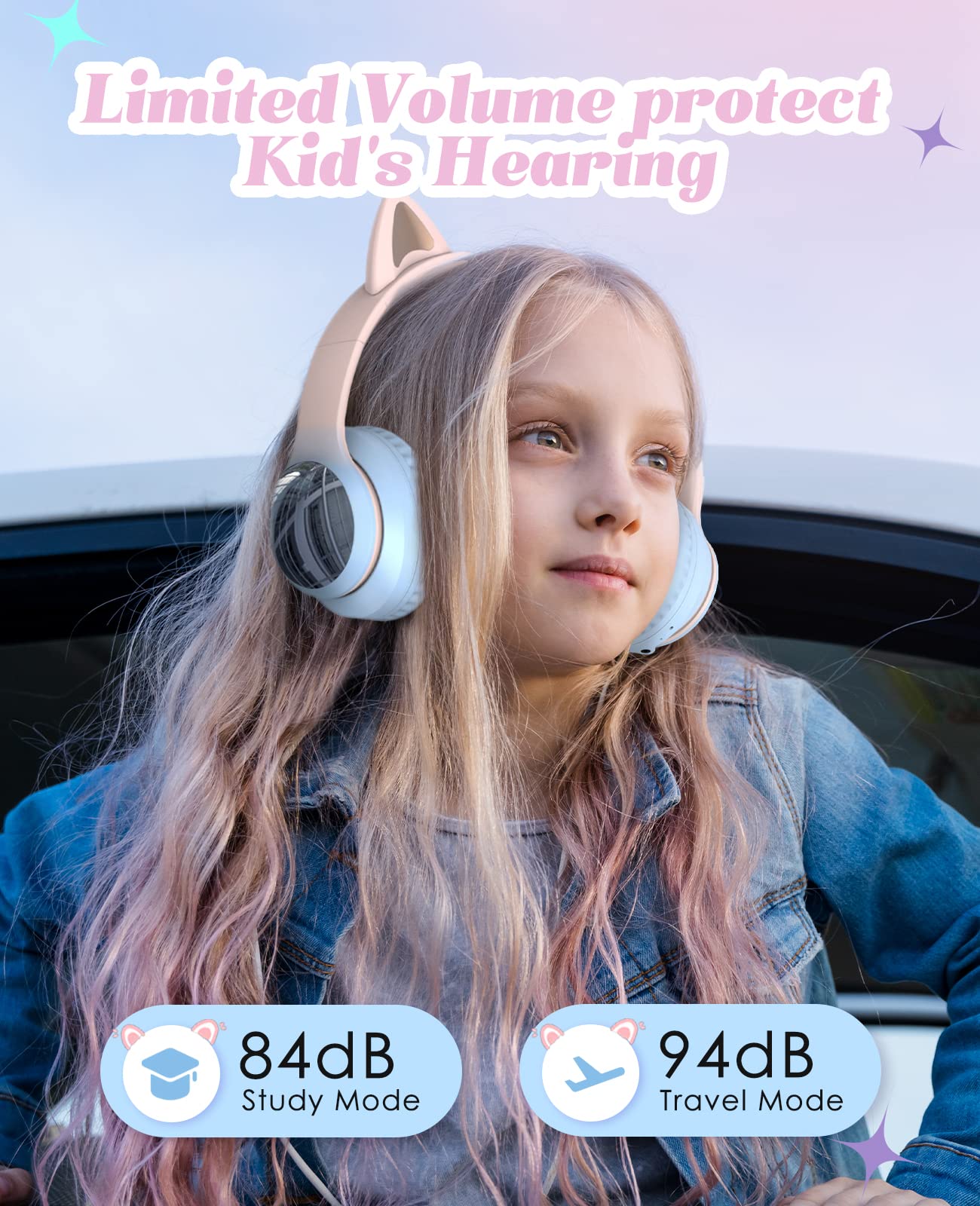 Bluetooth Kopfhörer, Kopfhörer mit LED-Leuchten,50H Spielzeit, Bluetooth 5.3, kabellose Kopfhörer mit Mikrofon