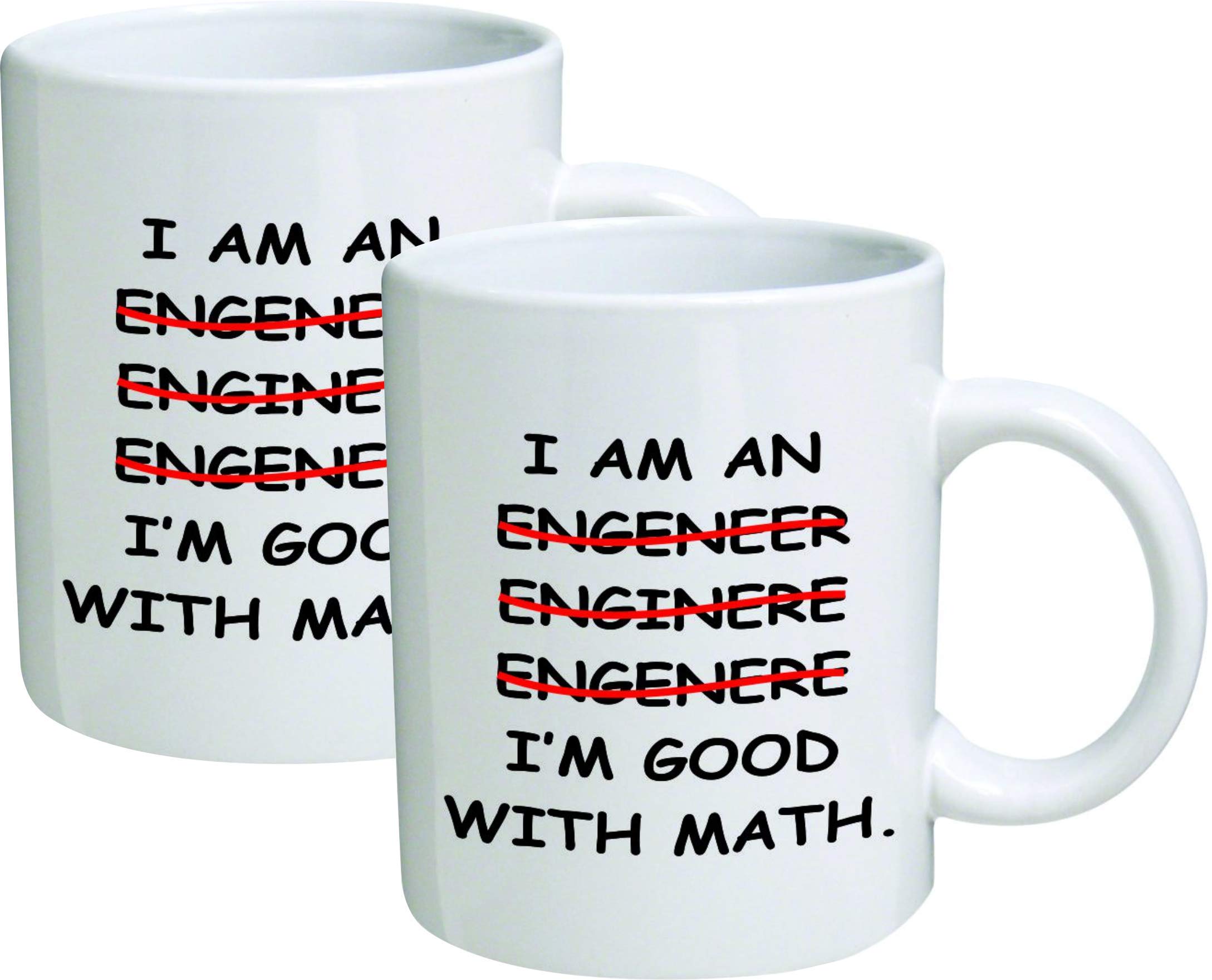 Willcallyou Pack of 2 Engineer, I'm good with Math 11 Ounces Funny White Coffee Mug