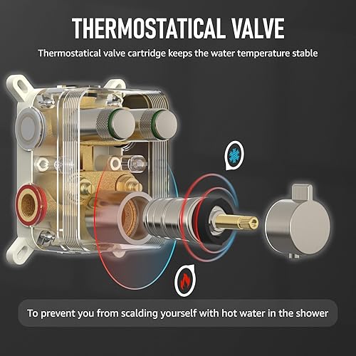 Miniatura 59 de IRIBER - Sistema de ducha de lluvia con cabezal de ducha fijo y de mano de alta presión cepillado níquel,Oro cepillado,Cromado,Oro rosa