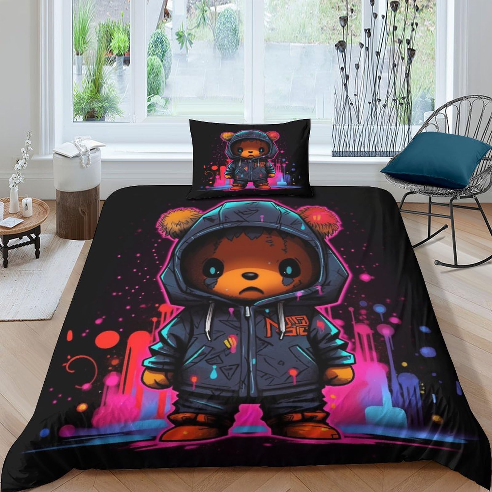 Parure de lit dessin animé ours pour une chambre d'enfant colorée et chaleureuse