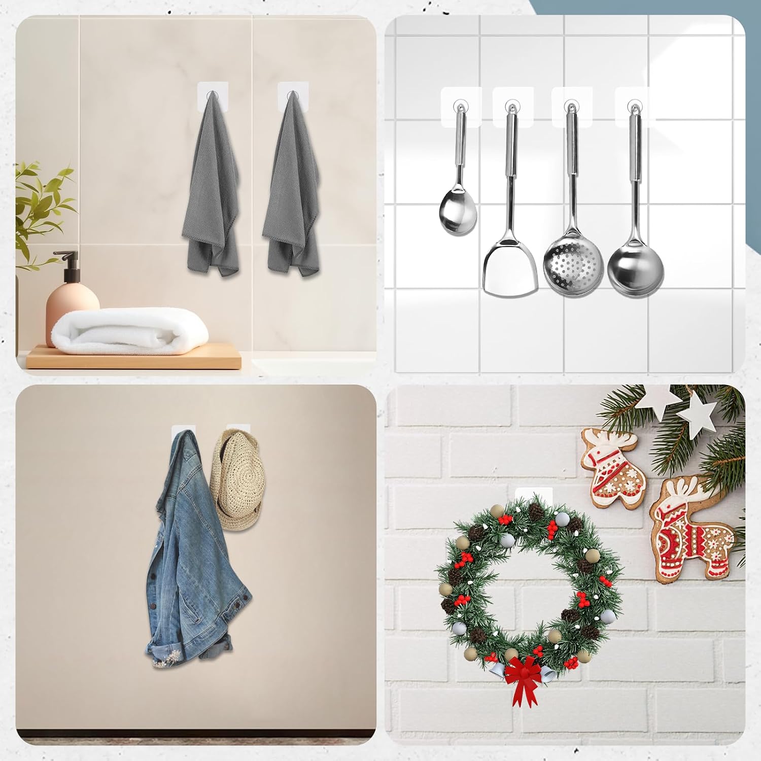 20PCS Wall Hangers Without Nails No Drill Wall Hooks Adhesive Walls Mount