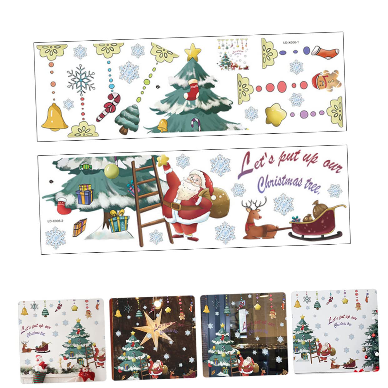 HOMSFOU 8pièces Autocollants De Noël Pour Fenêtres Décoration Festive Avec Père Noël Et Cloche Facile à Appliquer Retirer Parfaits Pour Vitrines Maison Ambiance Joyeuse Pour Fêtes