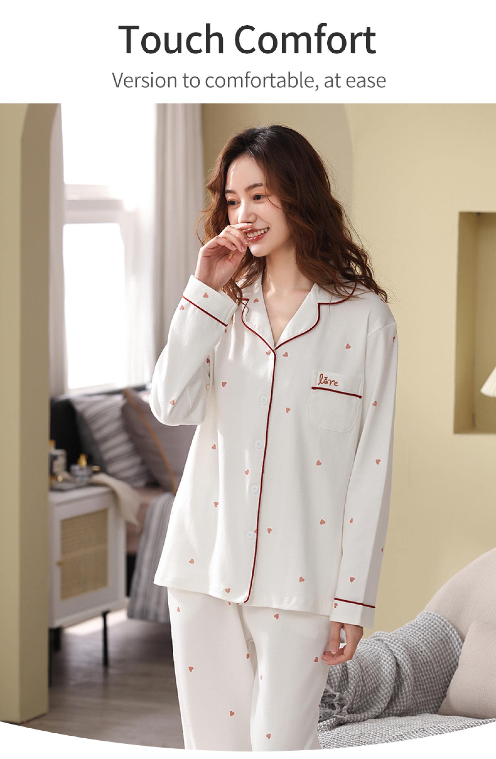 Un Pijama Cómodo Pijama Mujer De Pijamas Hombre Conjunto De Pijama De Algodón 100% para Mujer, 2 Piezas, Traje De Dormir, Ropa De