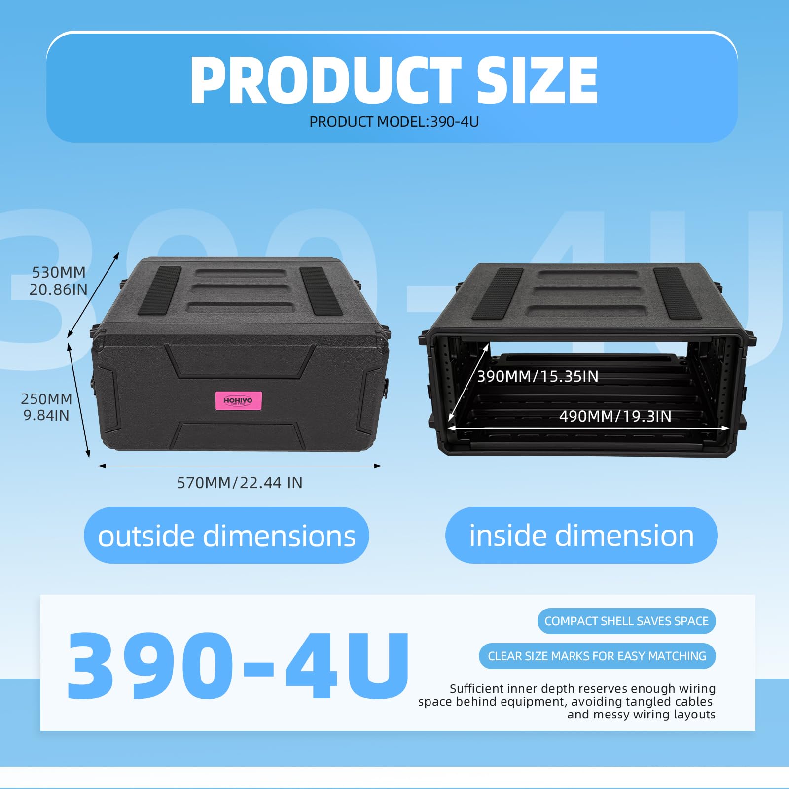 19 Zoll Rack Flightcase 4U, Stoßfester HDPE Wasserdichter Rack 19 Zoll, Tragbarer Schutzkoffer Mit Schaumstoffeinlage für Studio Serverausrüstung