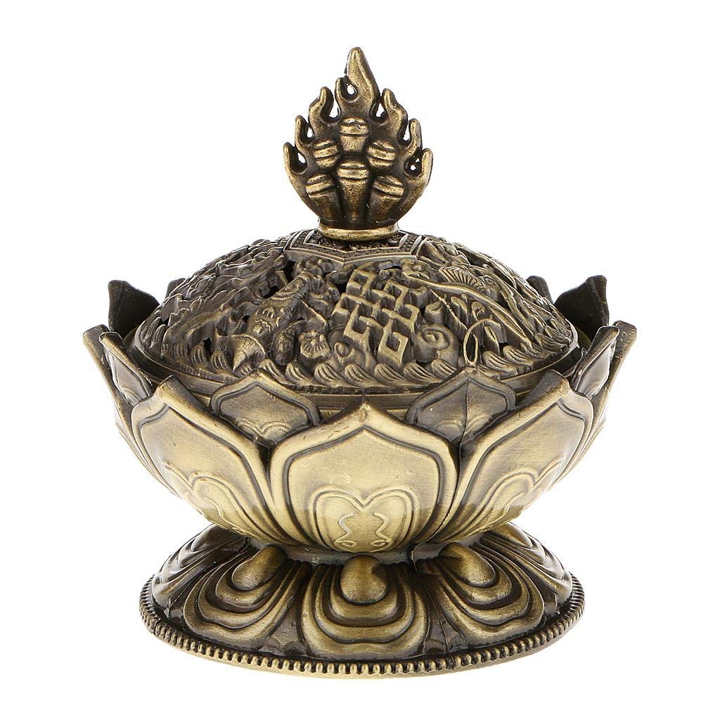CTRLZS Incense Smoke Cone Aroma Burner Holder Stove Backflow Censer Decor-Bronze