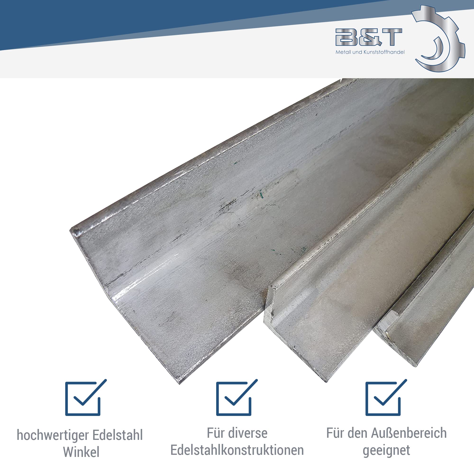 B&T Metall Angolo acciaio inox laminato V2A 1.4301 20x20x3 mm 1000 mm