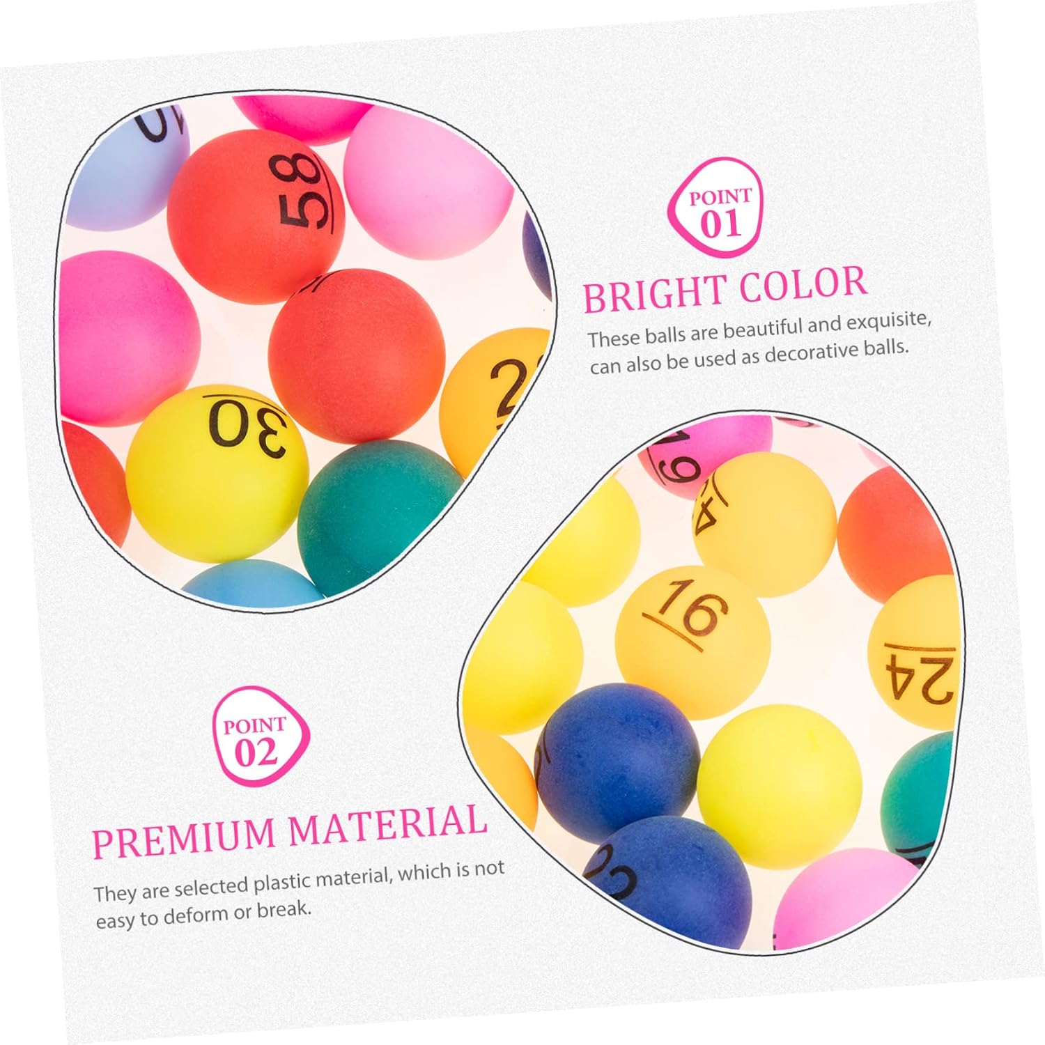 YARNOW 60pcs Balls for Raffles and Games Bingo Balls for Fundraisers Parties and Classroom Activities
