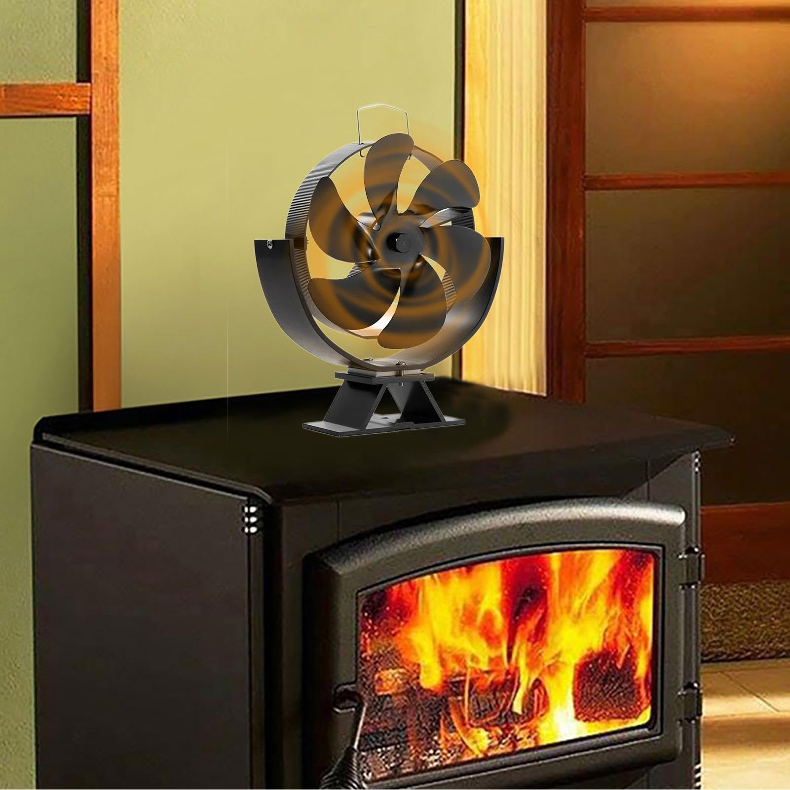 Ventilatore per stufa a legna, robusto ventilatore di circolazione 'aria | calda, girevole a 360 gradi, distribuzione efficiente del calore, riscaldato, silenzioso, alimentato a calore, 6