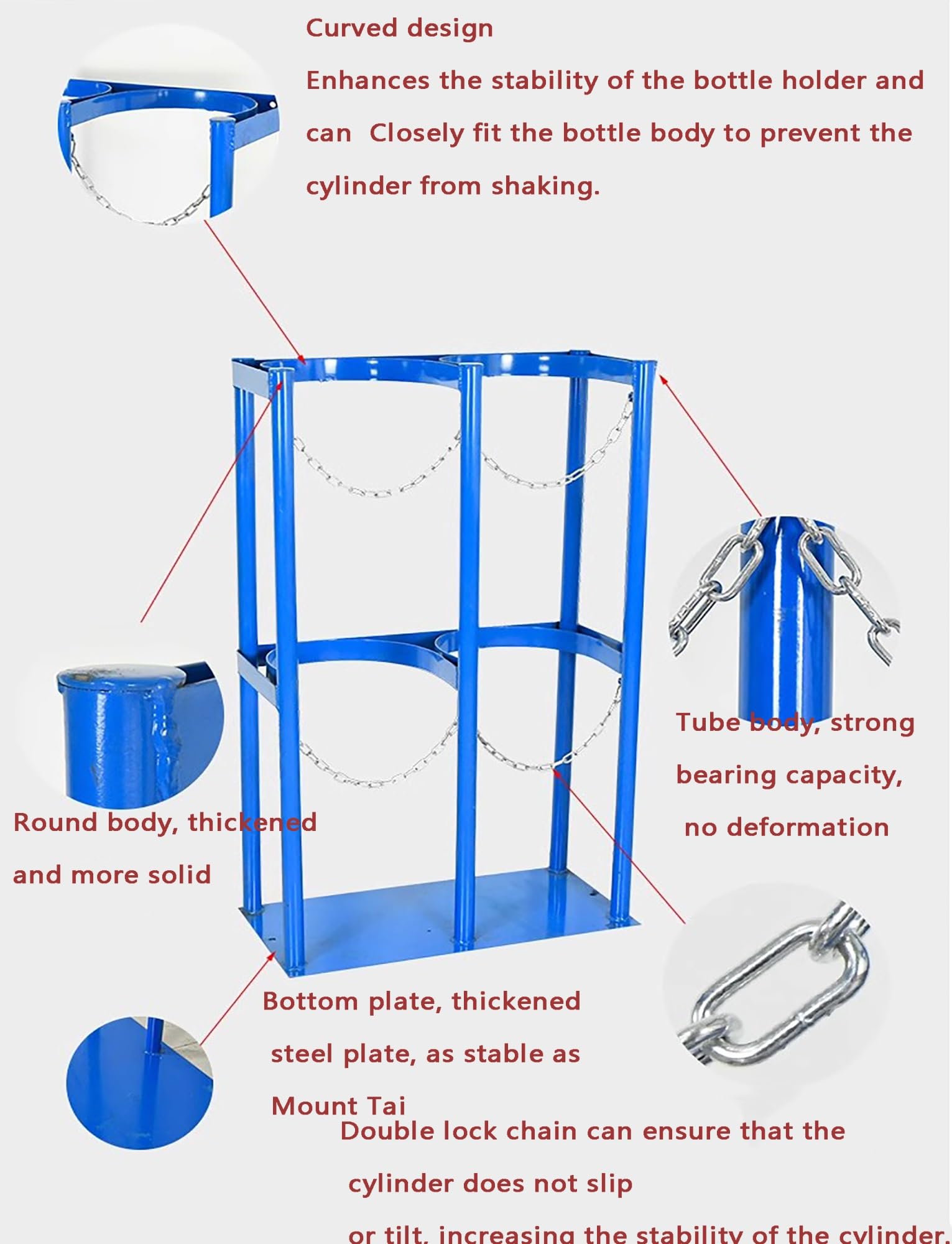 Genérico Soporte Resistente para Tanques de oxígeno y propano: Estructura Segura para Cilindros de Gas en hospitales, Laboratorios, fábricas y escuelas. Soporte para Almacenamiento de nitrógeno con c