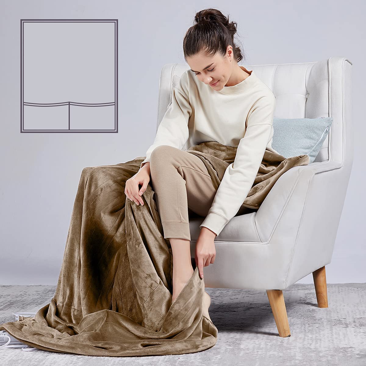 Amazon.com: WOOMER [5 Year Warranty] Electric Heated Throw Blanket(50x  62), Soft Flannel Fast Heating Blanket with Multi-Color Option, 4 Heating  Levels u0026 4H Auto Off, Machine Washable, Over-Heat Protection : Home u0026