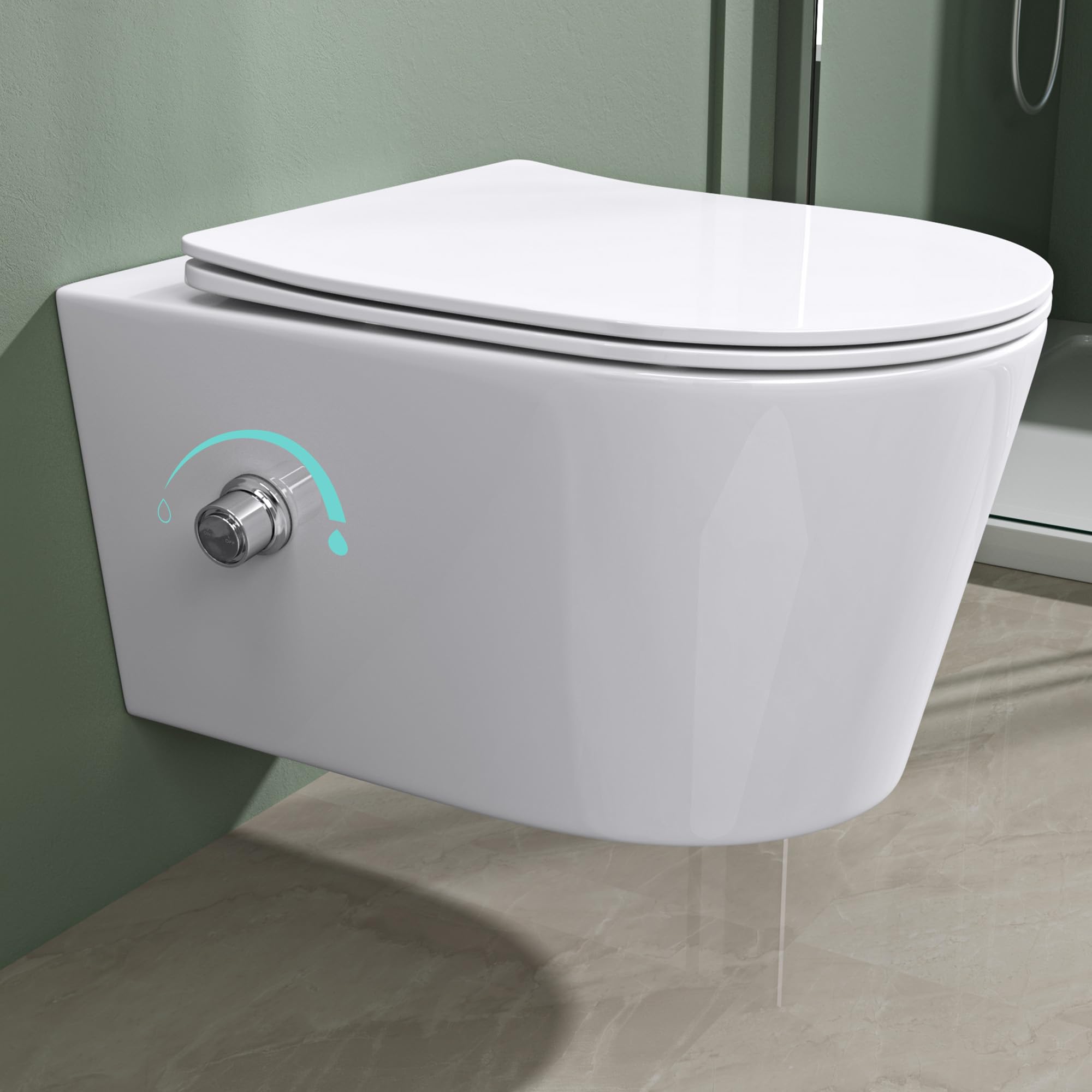 Mai & Mai Hänge WC mit Bidet-Funktion aus Sanitärkeramik 36x53,5x36,5cm