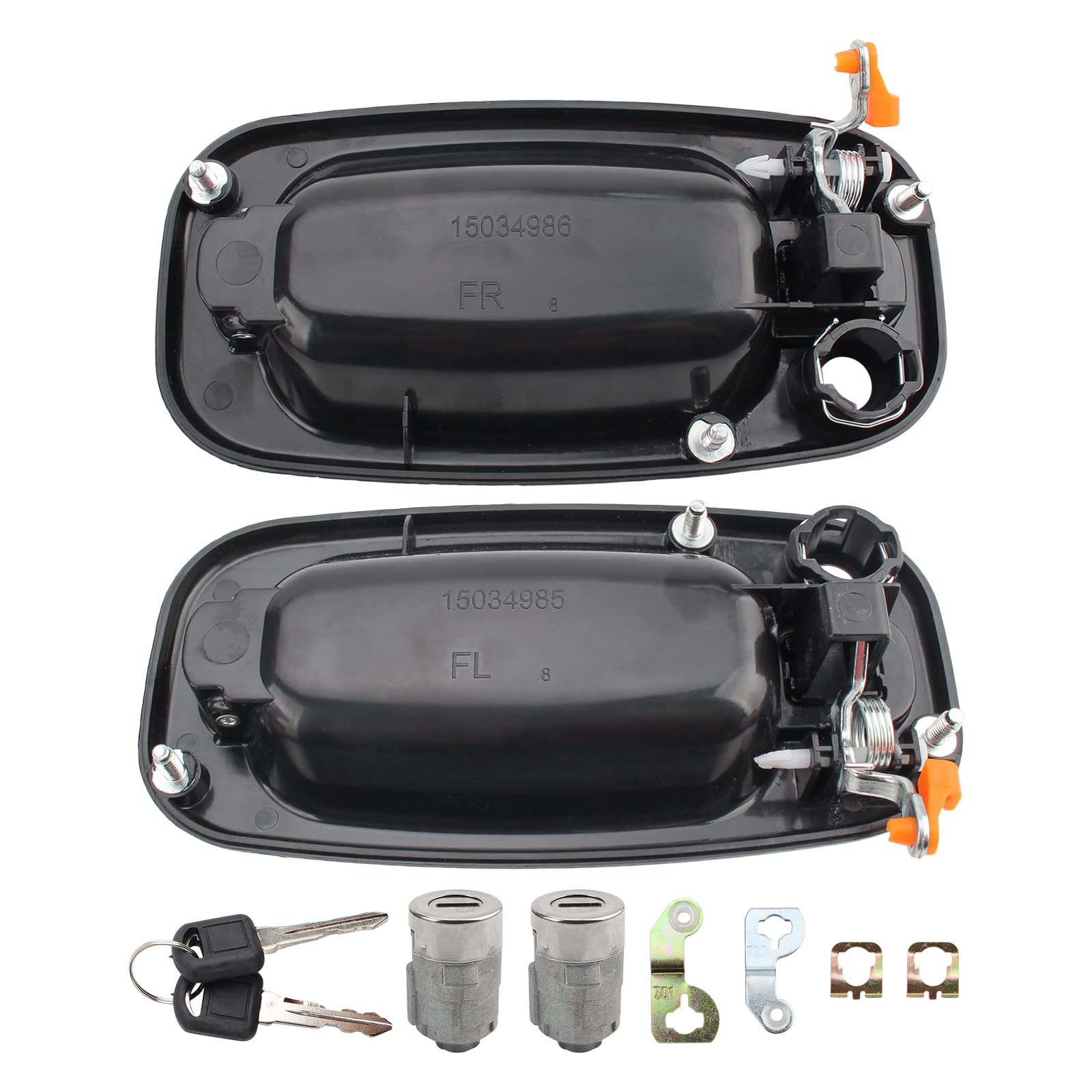 CARBBIA Exterior Door Handle with Door Lock Cylinder Set Compatible with GM 2001-2006 19356468 19356471 Replaces for GM1310129 GM1311129