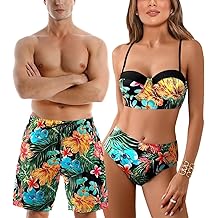 Traje de ba&ntilde;o a juego para parejas, traje de ba&ntilde;o de dos piezas para mujer, juego de bikini, ba&ntilde;ador para hombre, trajes de ba&ntilde;o a juego para parejas