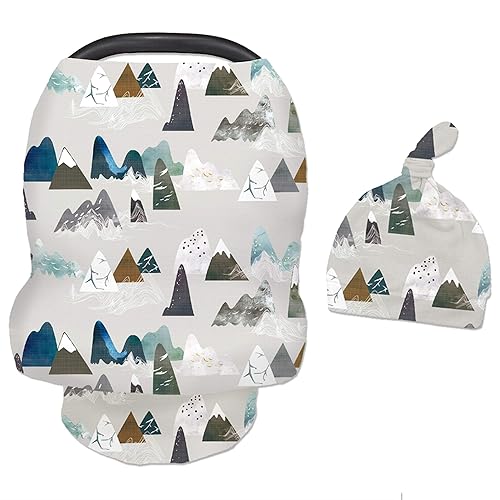 Funda elástica para silla de auto infantil con suave gorro de bebé a juego, pañuelo de lactancia versátil, multiuso, para cochecito y silla alta de
