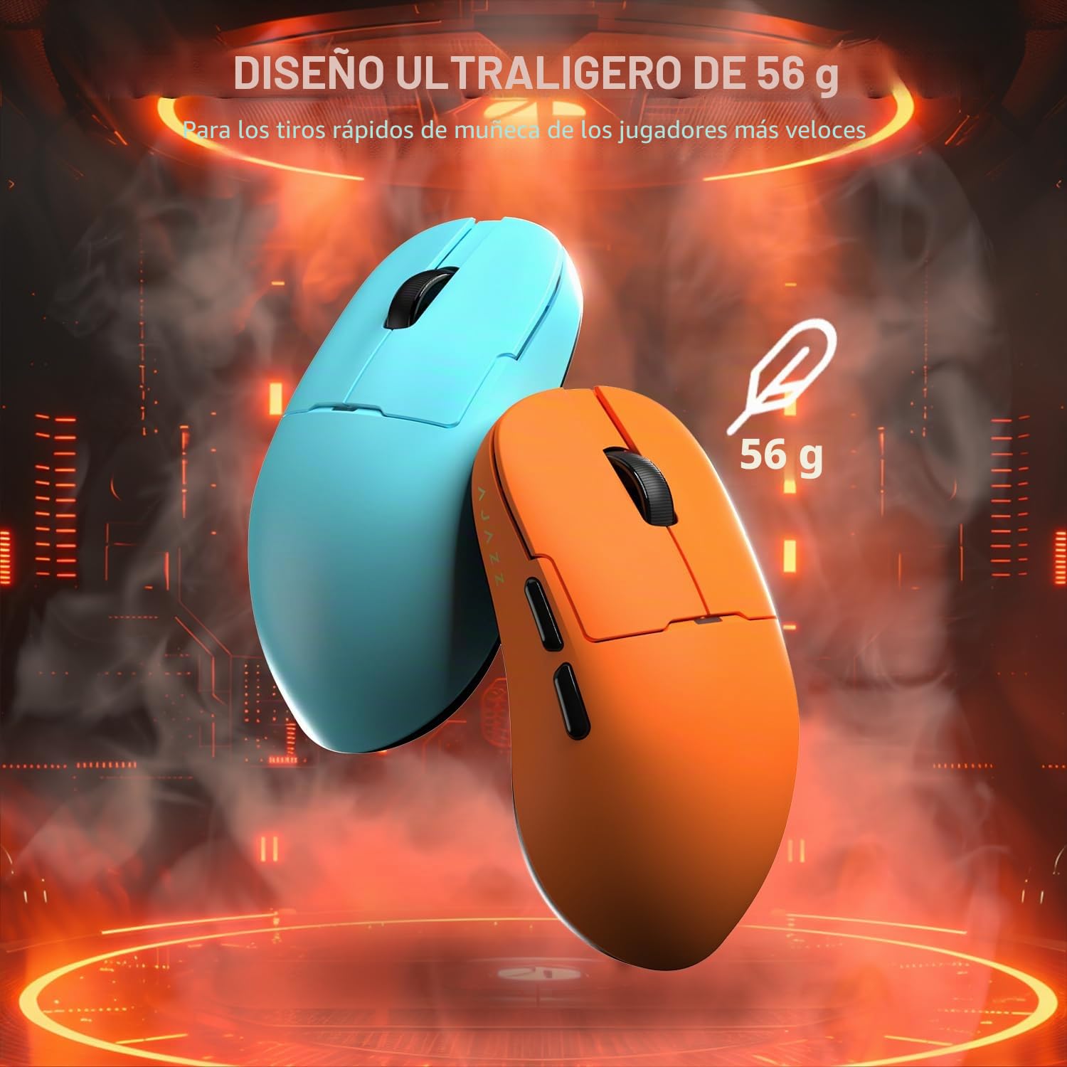 AJAZZ AJ159 APEX Ratón Inalámbrico para Juegos 8K, Base de Carga Magnética con Screen, Sensor Pixart PAW3950,Hasta 42K DPI,56g Ultralight,Interruptor HUANO de 100M Clics,Tri-Modo,para PC/MAC(Naranja)