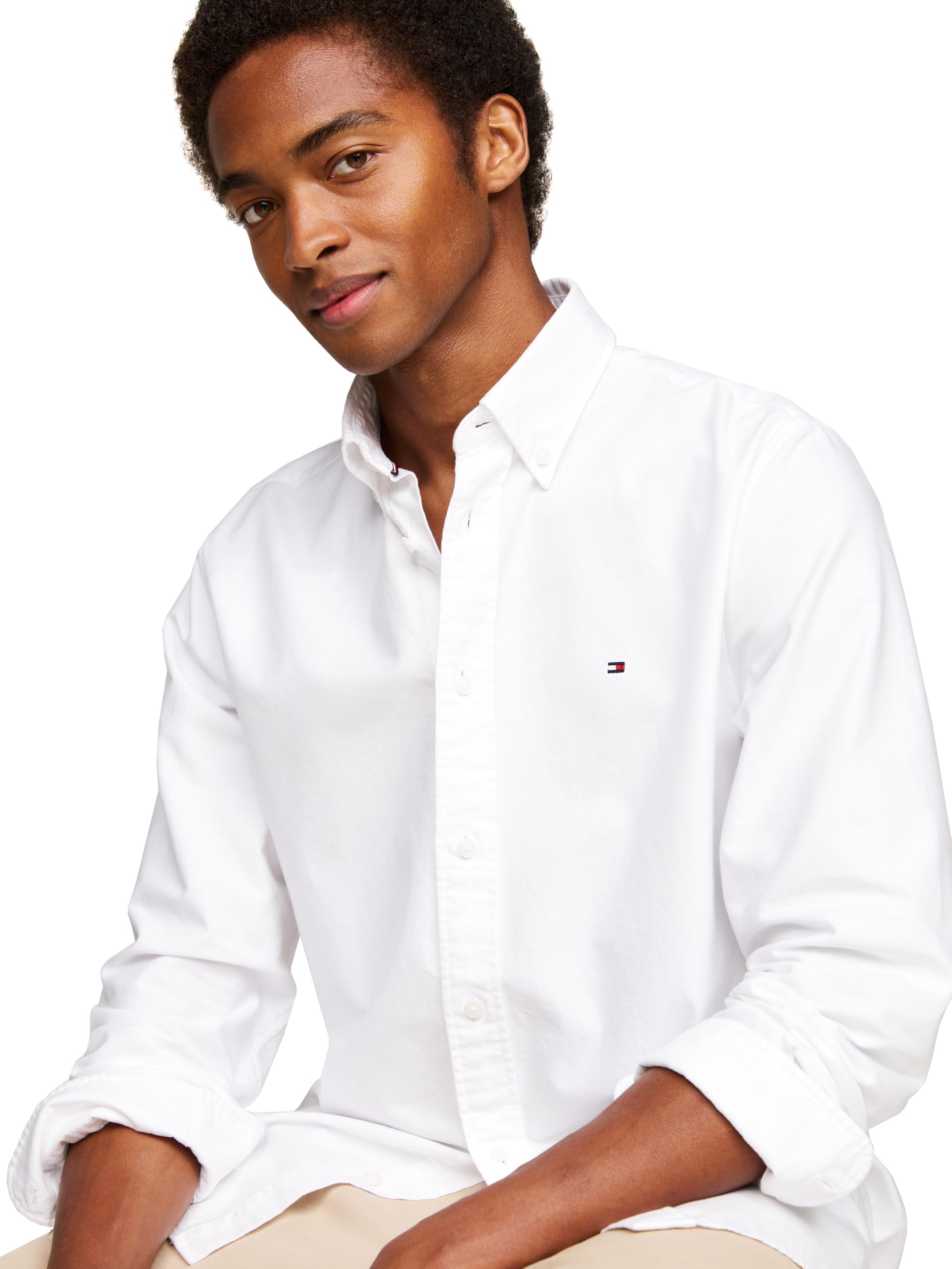 Tommy Hilfiger Langärmeliges Oxford-Hemd, Normale Passform, Herrenhemden, Button-Down-Shirts, auch erhältlich in Big und Tall