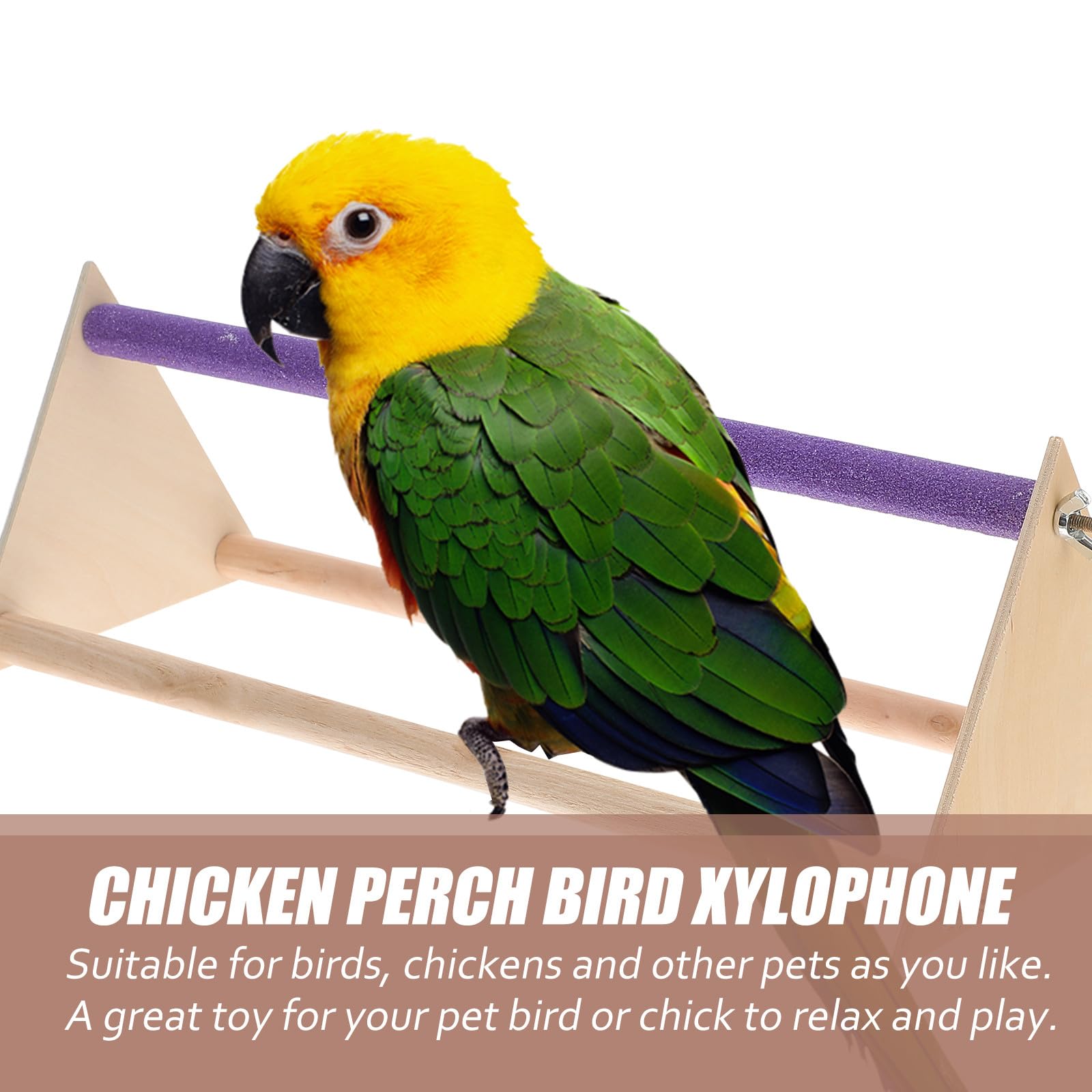 Cabilock Barra de Madera para Descansar y Jugar para Aves y Gallinas, Soporte Natural de Madera Xilófono, Accesorio para Jaulas y Suministros para Mascotas en Casa