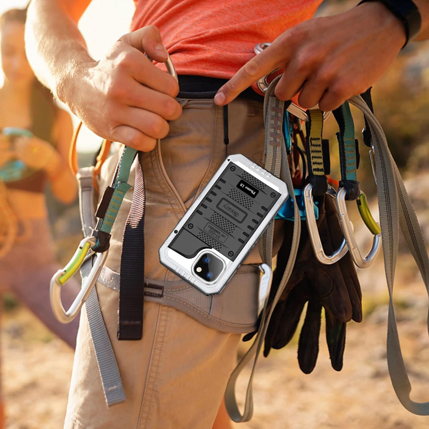 Beeasy Cover per iPhone 13 IP68 Impermeabile Custodia Militare Antiurto Resistente 360° Metallo Armor Protezione Schermo Integrata Rugged Robusta Indistruttibile Subacquea Antipolvere Argento