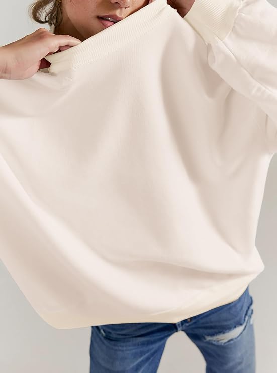 Women Mock Neck Sweatshirts Oversized Long Sleeve Shirts