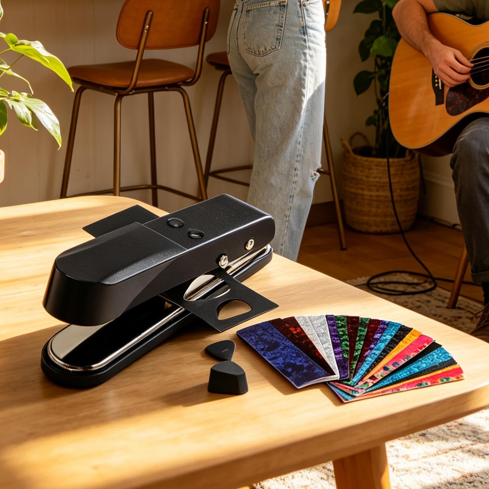 Kit de púas de guitarra de metal con soporte y 25 eginners Music Students