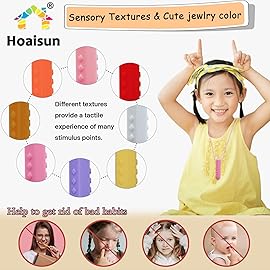 Chew Necklace for Sensory Kids Girls, 8 Pack Sensory Chew Necklaces for Autistic Children with ADHD, SPD, Anxiety, Teething, Sensory Toys for Kids with Autism Reduce Adults Chewing, Biting