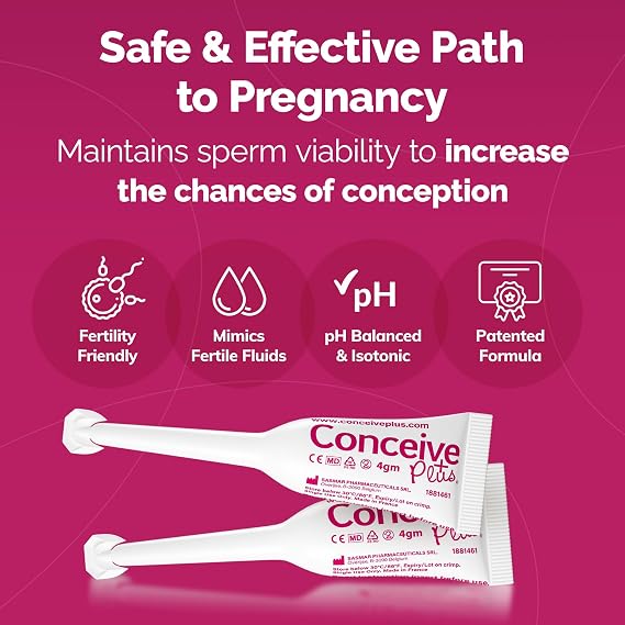 CONCEIVE PLUS Fertility Lubricant Pre Filled Applicators, Fertility & Sperm Friendly Lube for Couples TTC - Water Based Vaginal Moisturizer Safe for Pregnancy | 3 x 4g for Conception Support