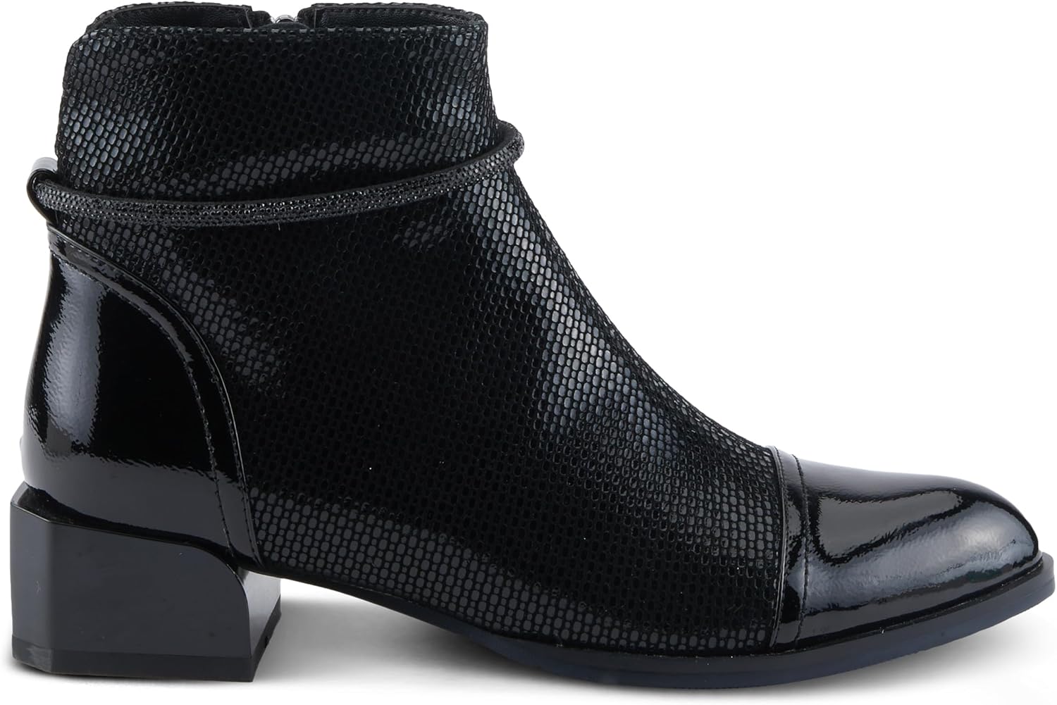 Azura Women's SHELBI Fashionable Leather Booties with Buckle Detail, Side Zipper, and Low Heel